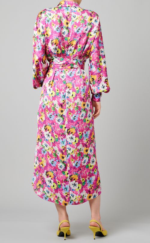 フラワープリントシャツワンピース