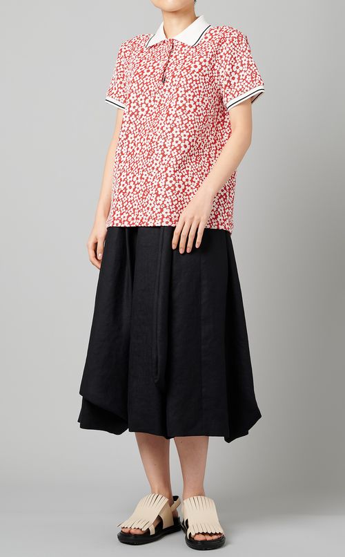 フラワーモチーフポロシャツ