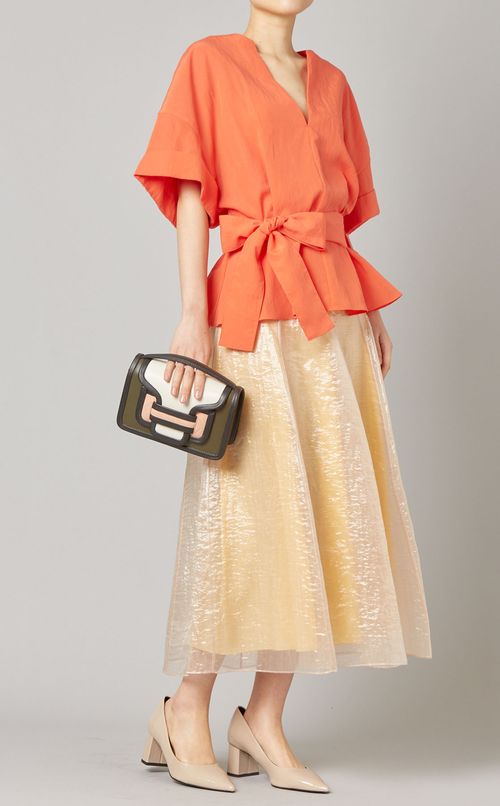 ベルト付Vネックブラウス