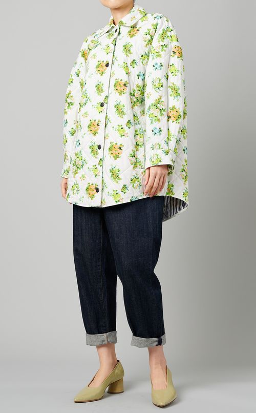 フラワープリントキルティングシャツ