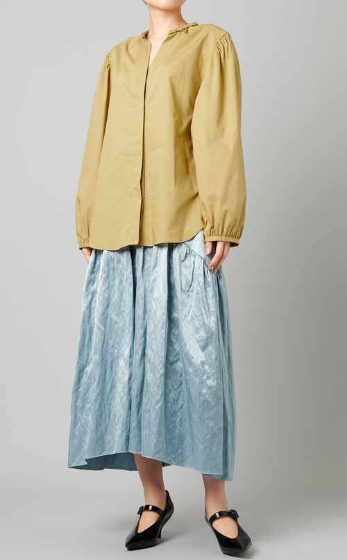 コットンデザインカラーシャツブラウス