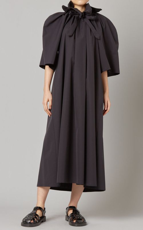 ギャザーハイネックサックワンピース