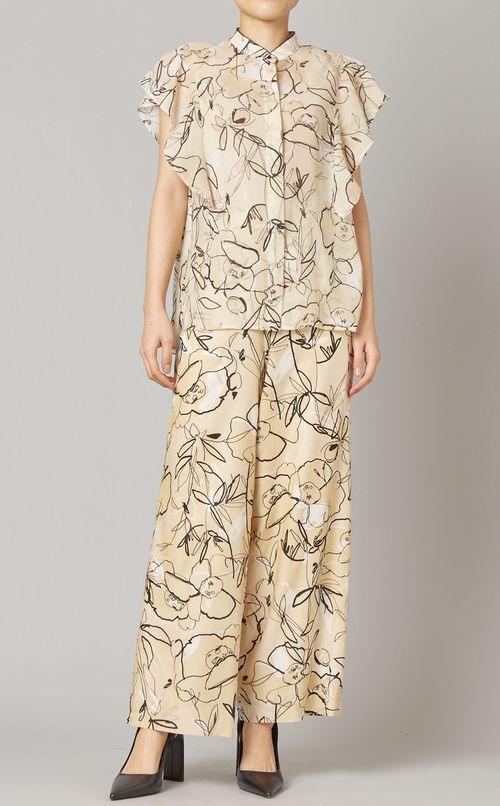 フラワーモチーフフリルブラウス