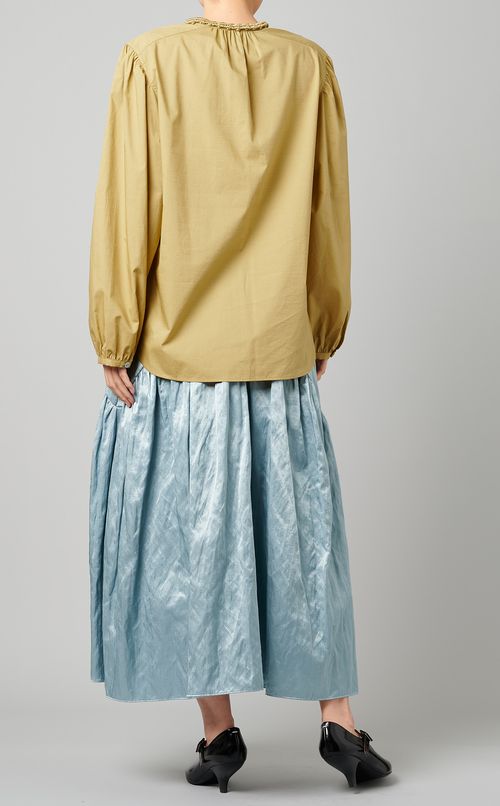 コットンデザインカラーシャツブラウス