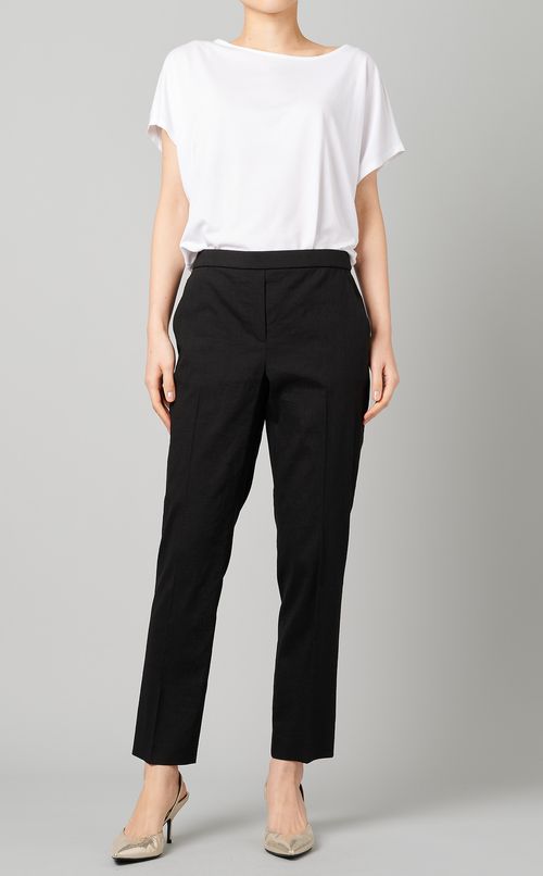 リネン混プルオンワイドパンツ