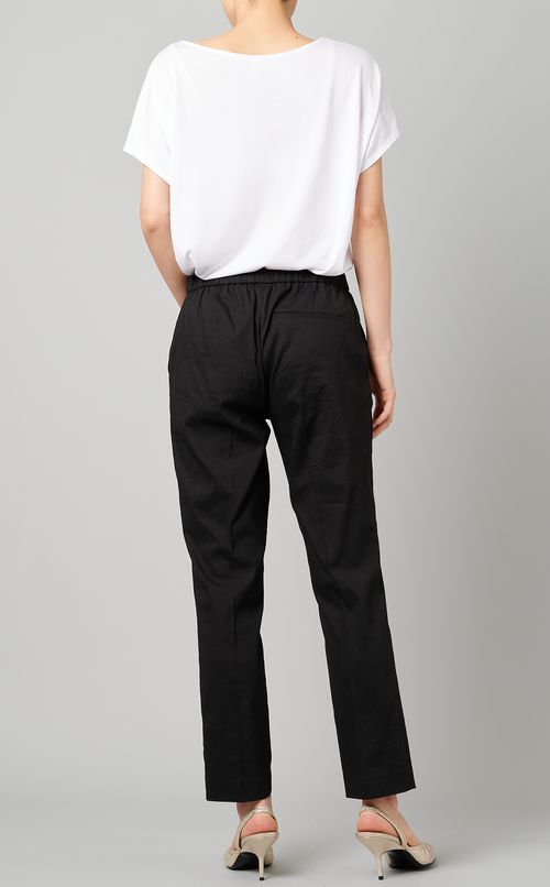 リネン混プルオンワイドパンツ