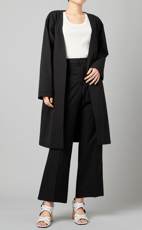 ストレッチノーカラーロングジャケット