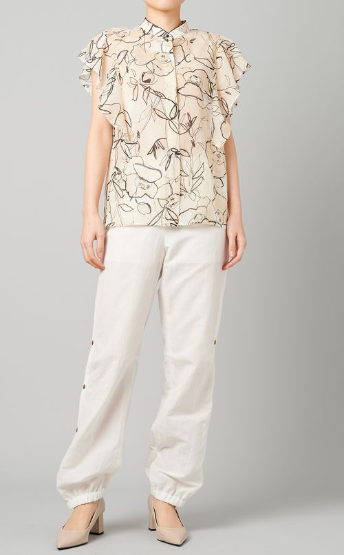 フラワーモチーフフリルブラウス