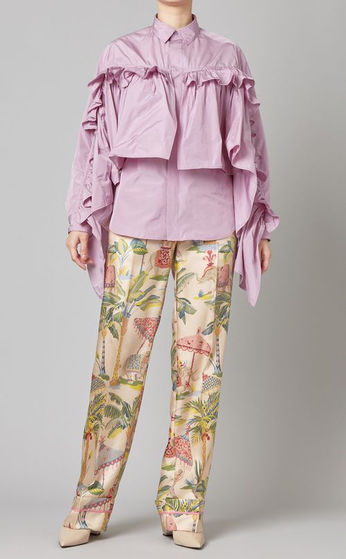 フリル使いシャツブラウス