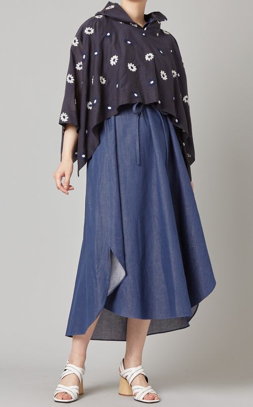 フラワープリントケープデザインブラウス