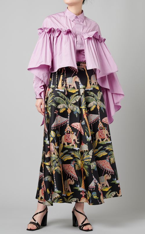 フリル使いシャツブラウス