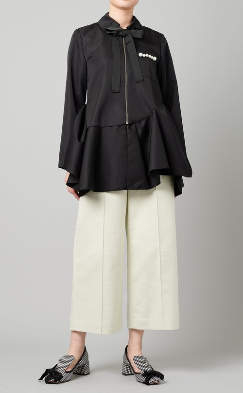 リボン付ペプラムブルゾン