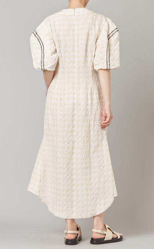 バルーンスリーブチェックワンピース