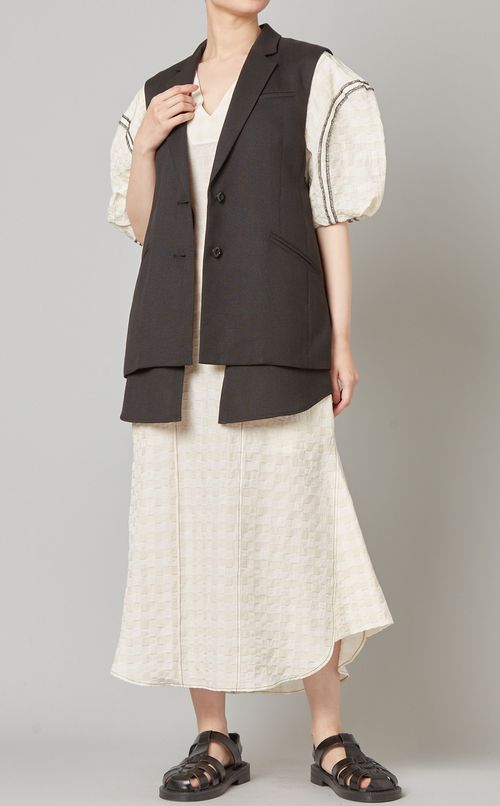 バルーンスリーブチェックワンピース