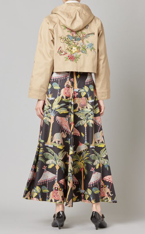 フラワー刺繍パーカージャケット