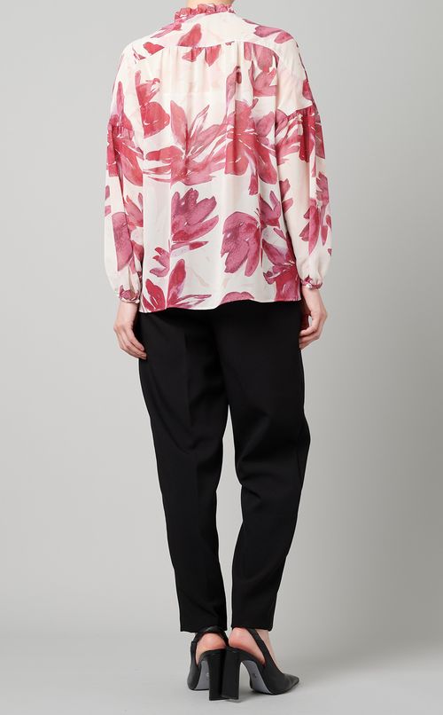 フラワーモチーフシフォンブラウス