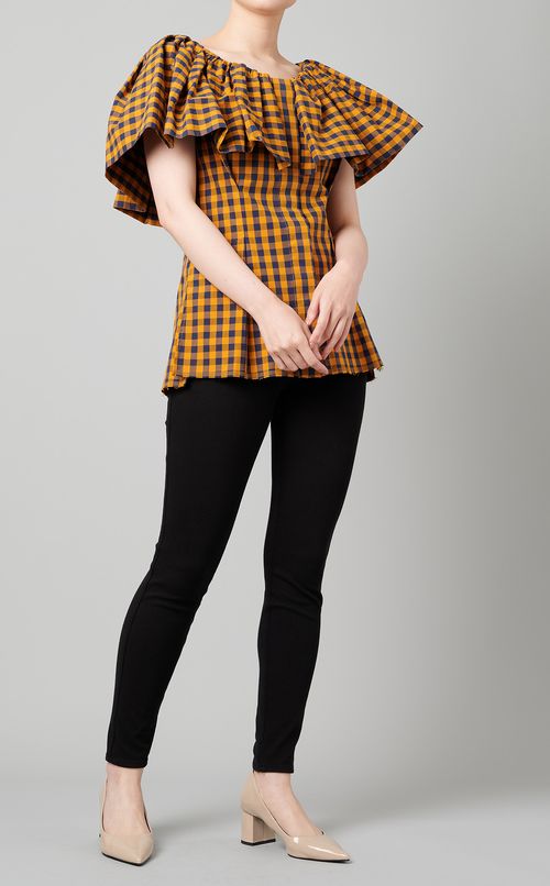 ラッフルスリムブラウス