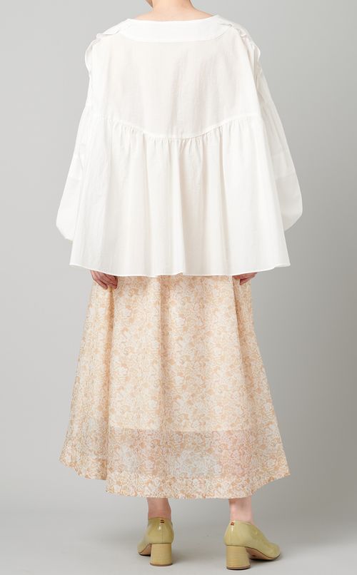 コットン混Vネックブラウス