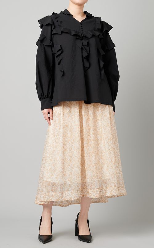 コットンフリルブラウス