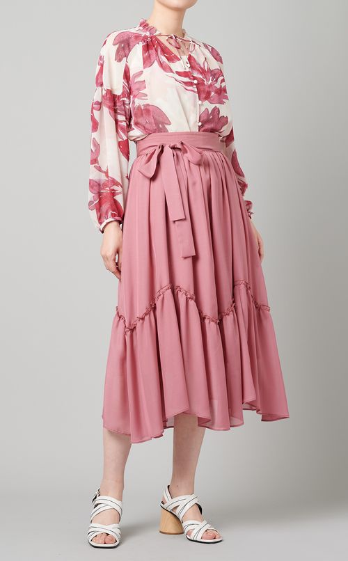 フラワーモチーフシフォンブラウス