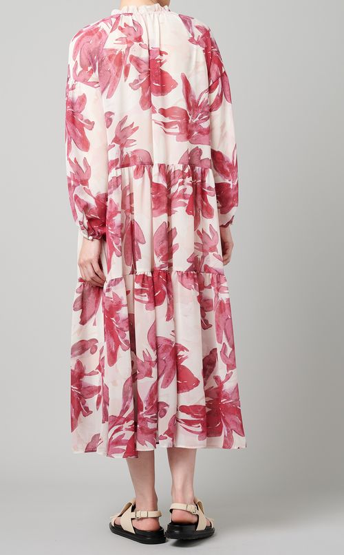 フラワーモチーフシフォンワンピース