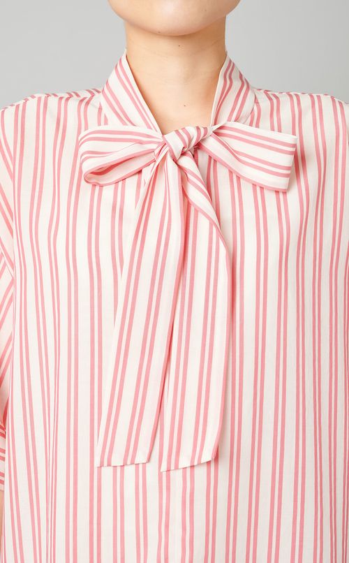 ストライプボウタイブラウス