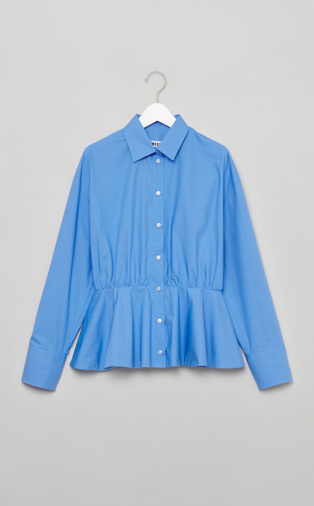 コットンポプリンペプラムシャツ