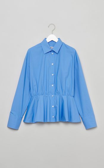 コットンポプリンペプラムシャツ