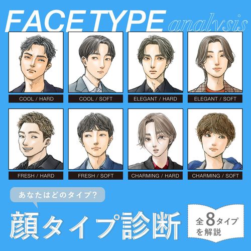 【無料メンズ顔タイプ診断付き】男性の8つの顔タイプ・芸能人・似合う服を解説