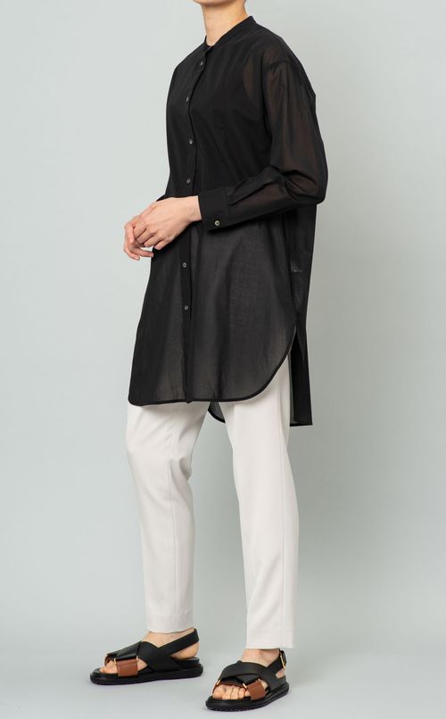 バンドカラーロングシャツ