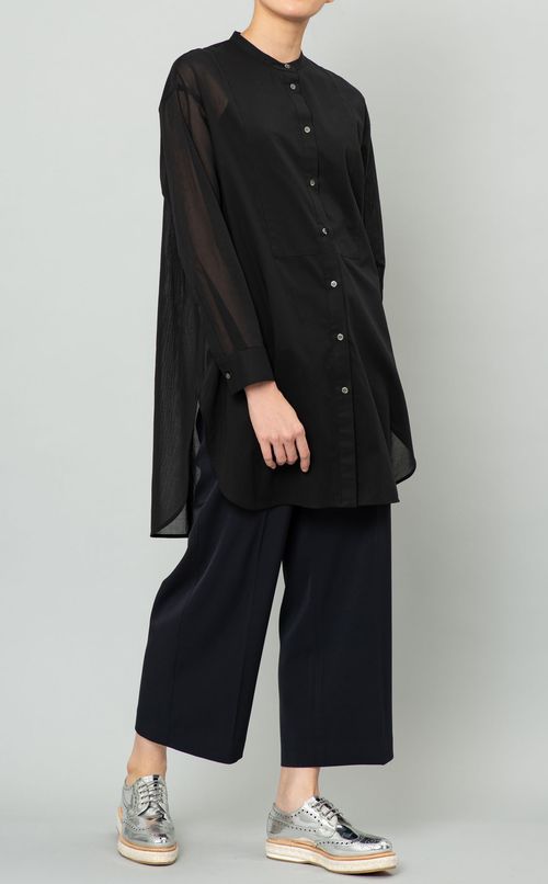 バンドカラーロングシャツ