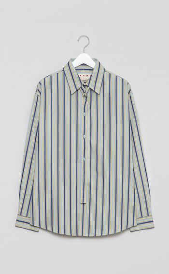ベルテッドカラーストライプシャツ