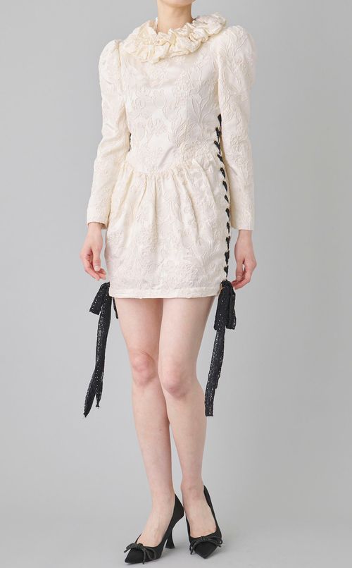 【roop】レースアップフリルミニワンピース