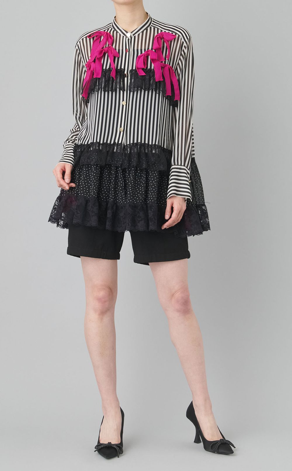 【roop】リボンストライプブラウス