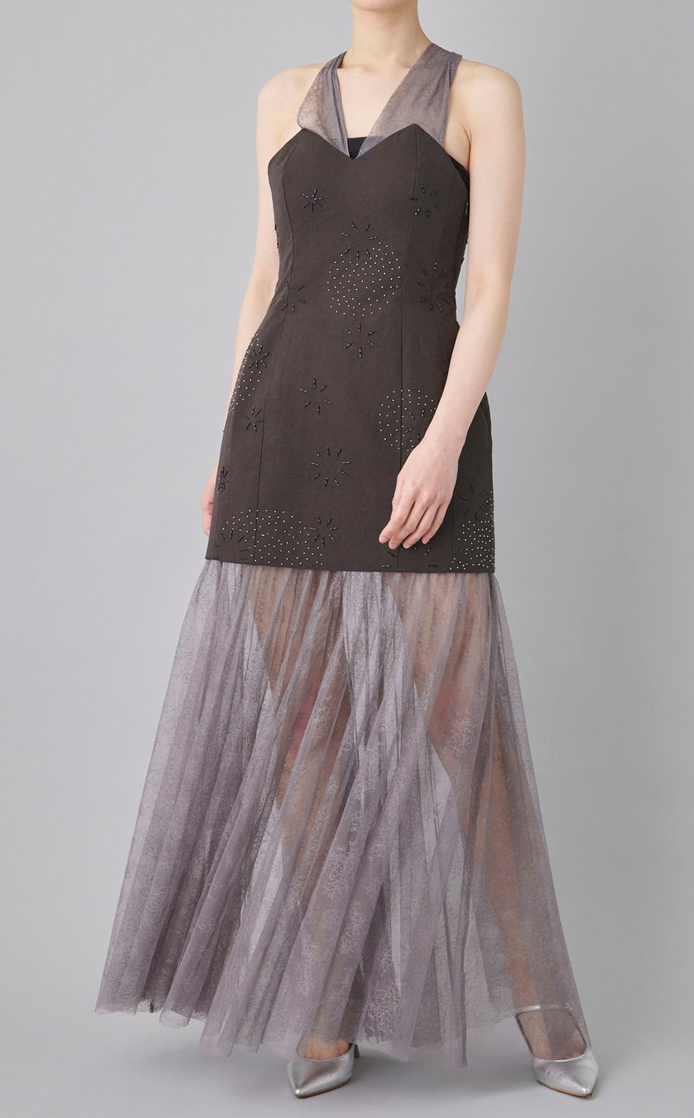 【roop】アシメトリー刺繍ワンピース