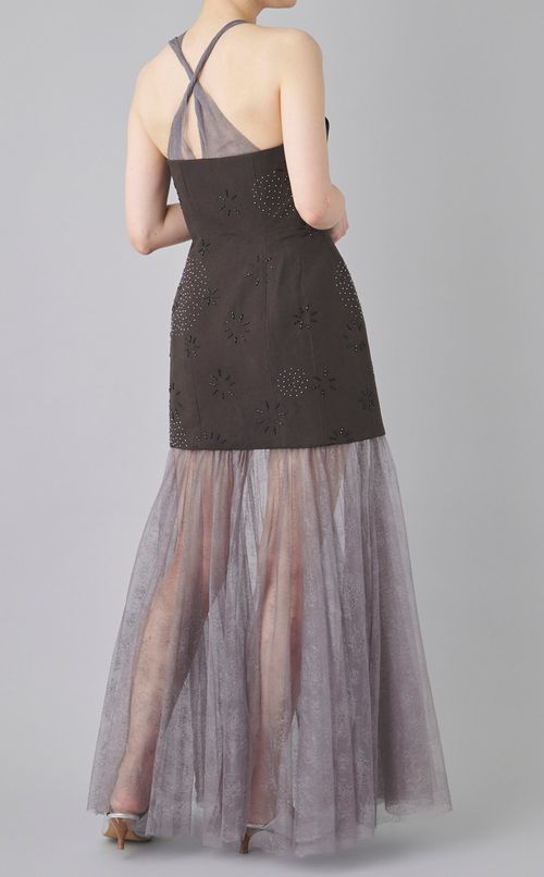 【roop】アシメトリー刺繍ワンピース