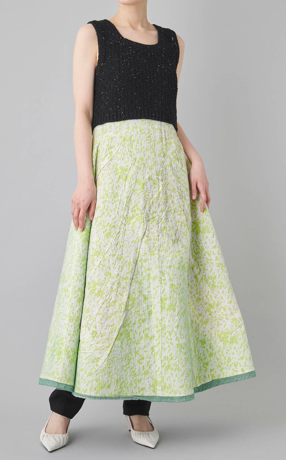 【roop】ニットベストドッキングフレアドレス