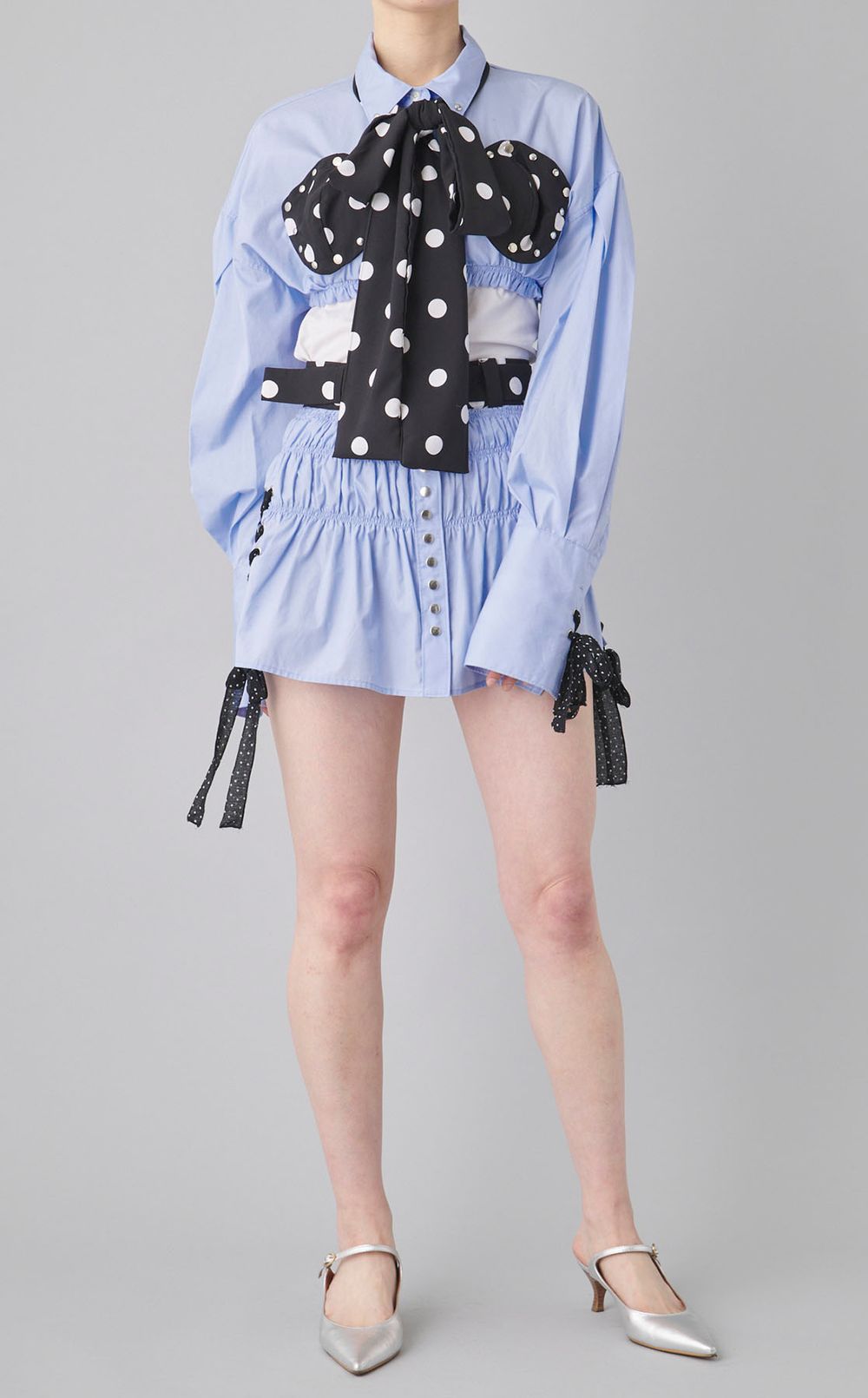 【roop】ブルードットミニ丈シャツ２WAY