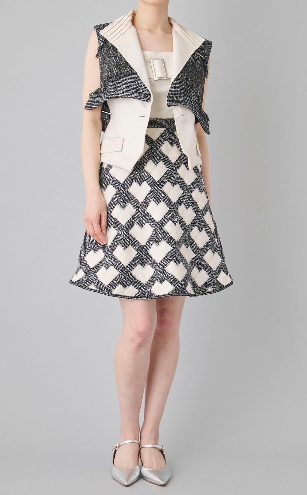 【roop】ツイード編みハート柄ワンピース