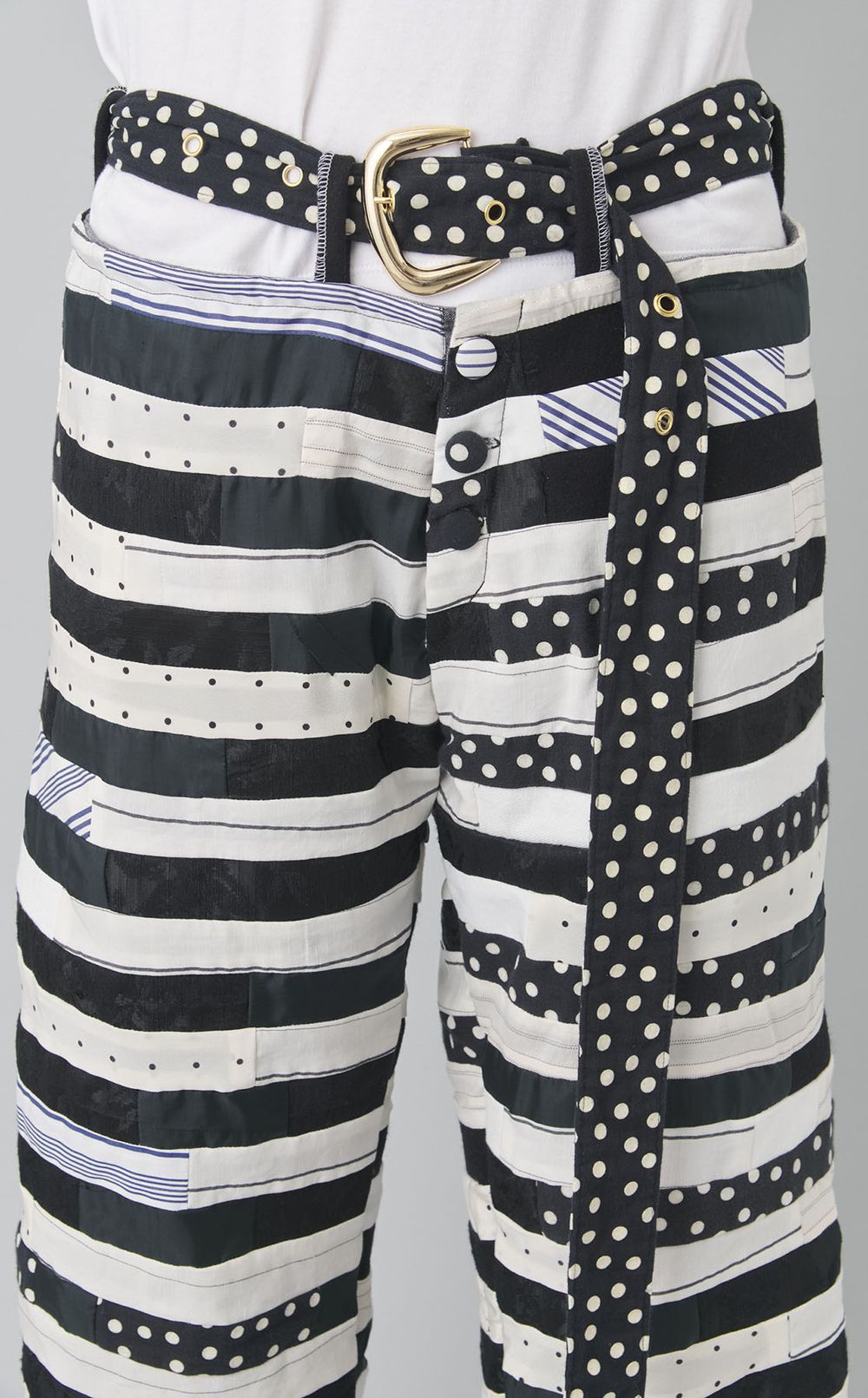 【roop】BW stripe baker pants