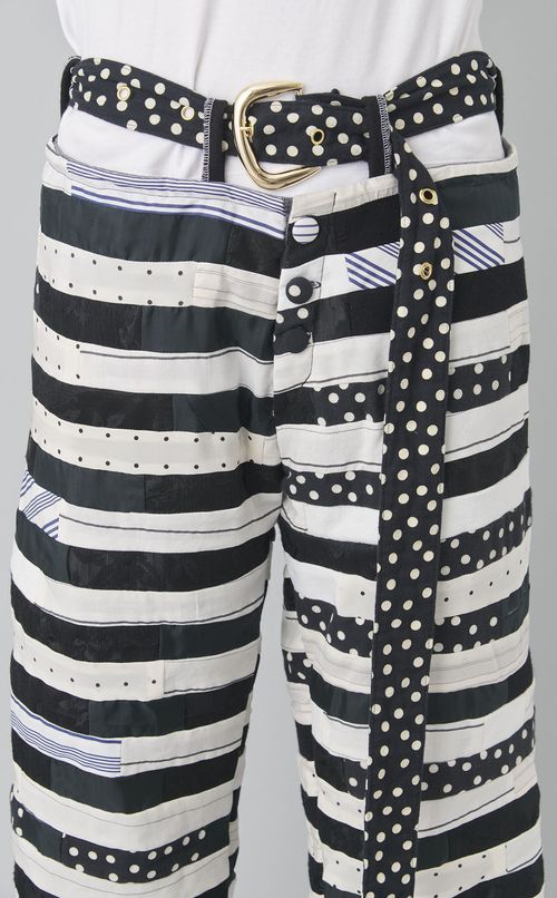 【roop】BW stripe baker pants