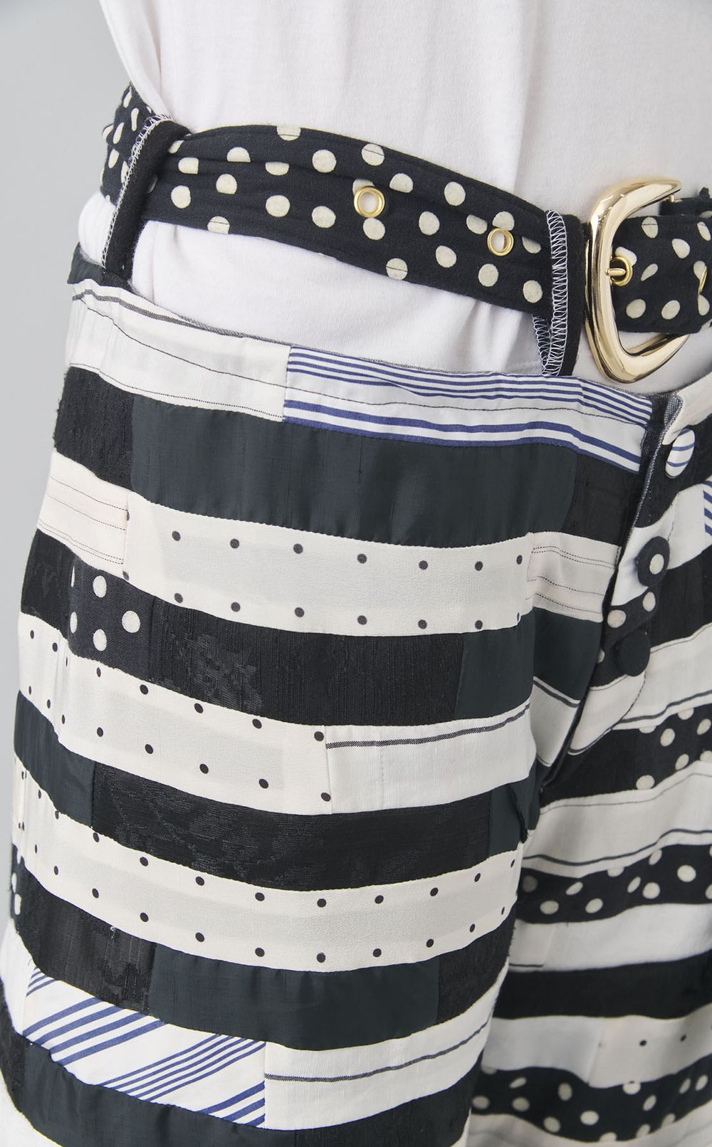 【roop】BW stripe baker pants