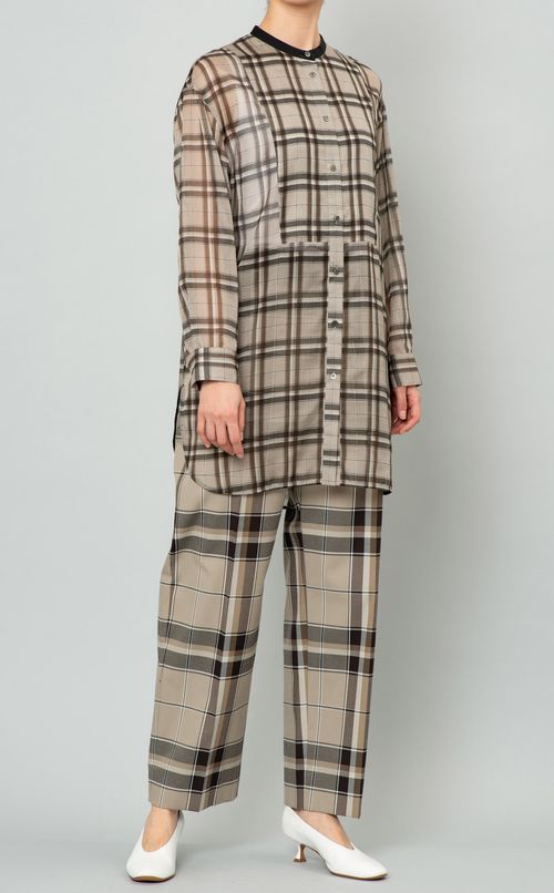 チェックストレートパンツ