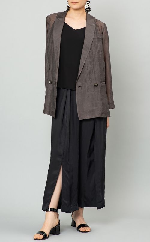 シルク混ピークドラペルジャケット
