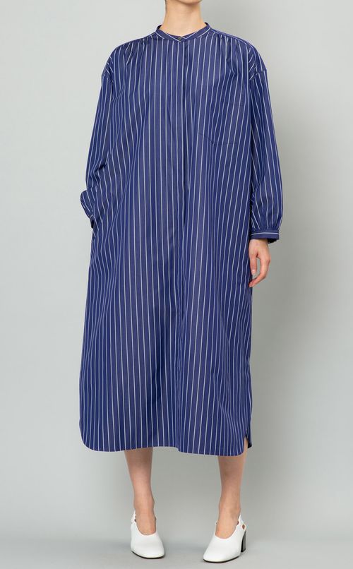 バンドカラーストライプワンピース