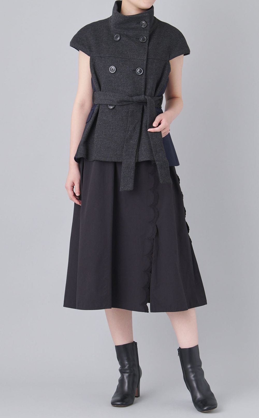【roop】monotone layered dress
