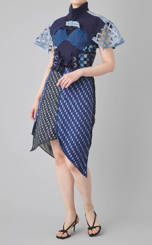 【roop】デニム編みポンチョ