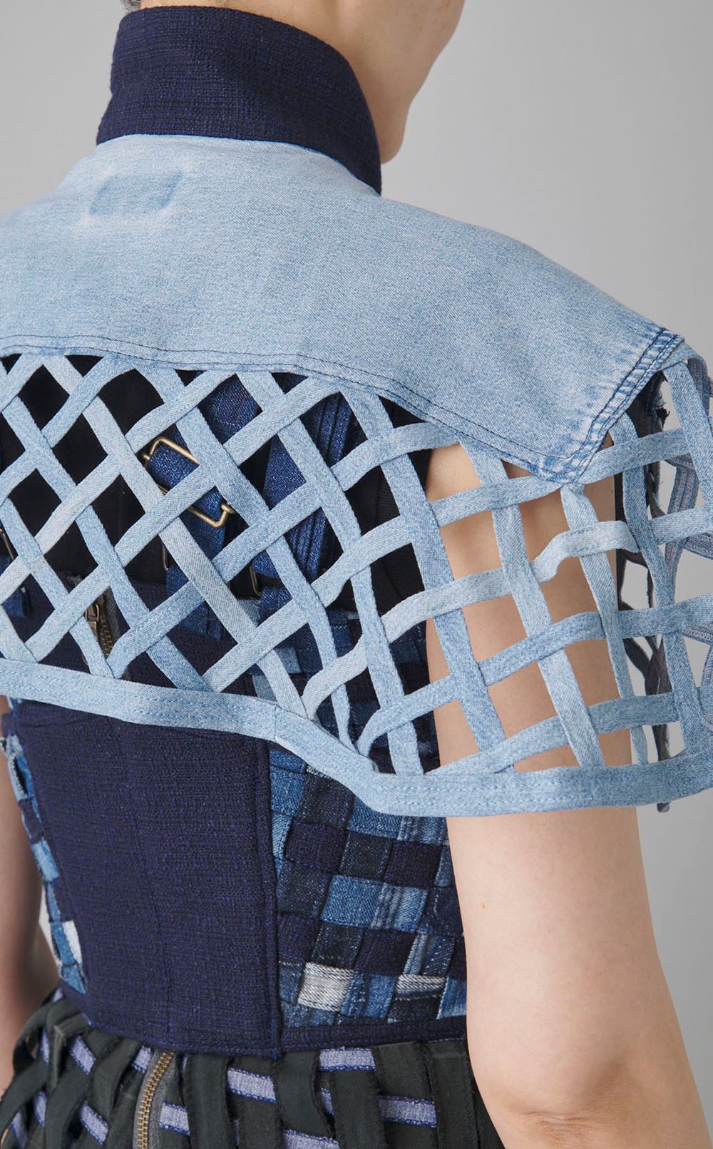 【roop】デニム編みポンチョ