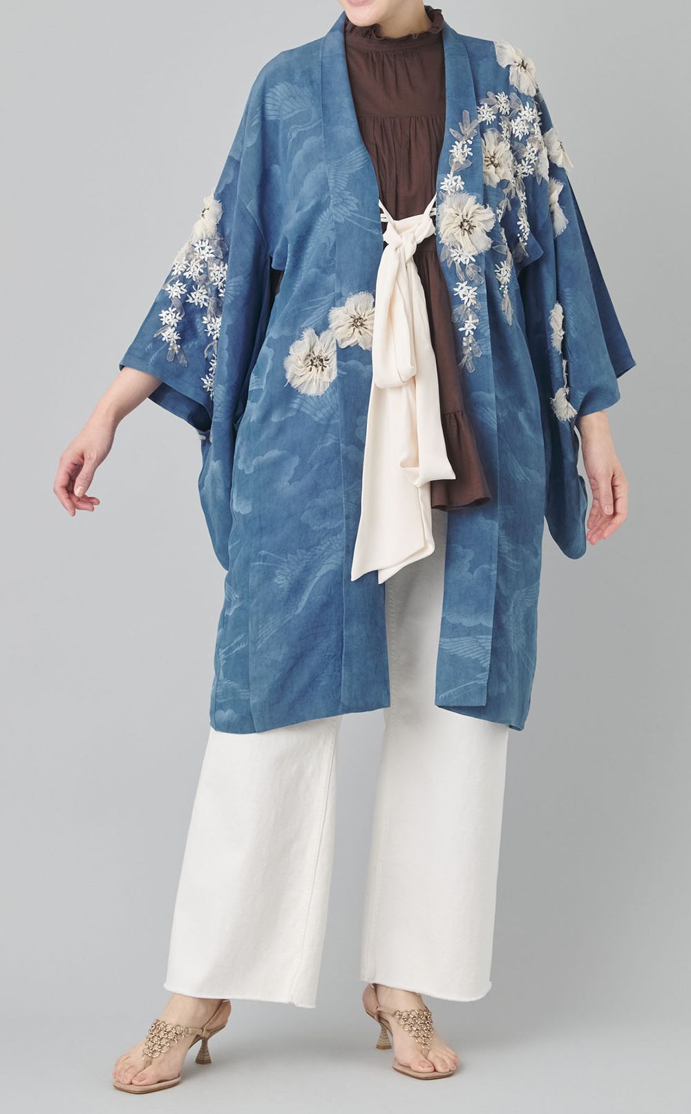 【roop】藍染&手刺繍の着物の羽織
