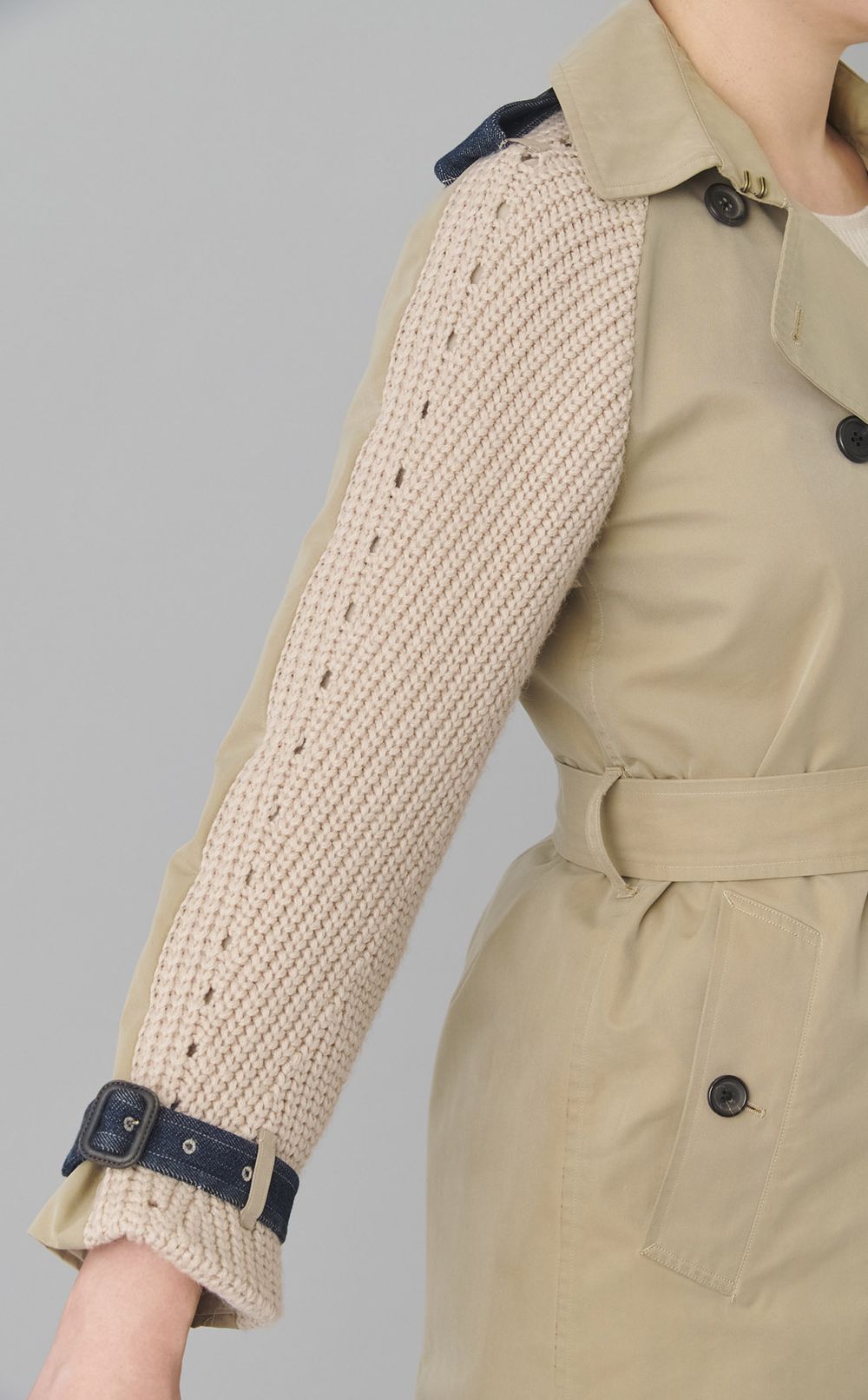 【roop】デニムローゲージニットトレンチコート